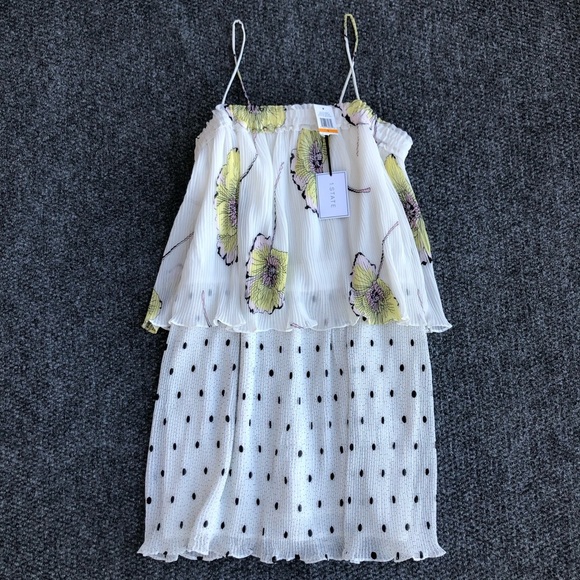 1. State mixed print ivory floral pleated dress size small - Picture 1 of 11